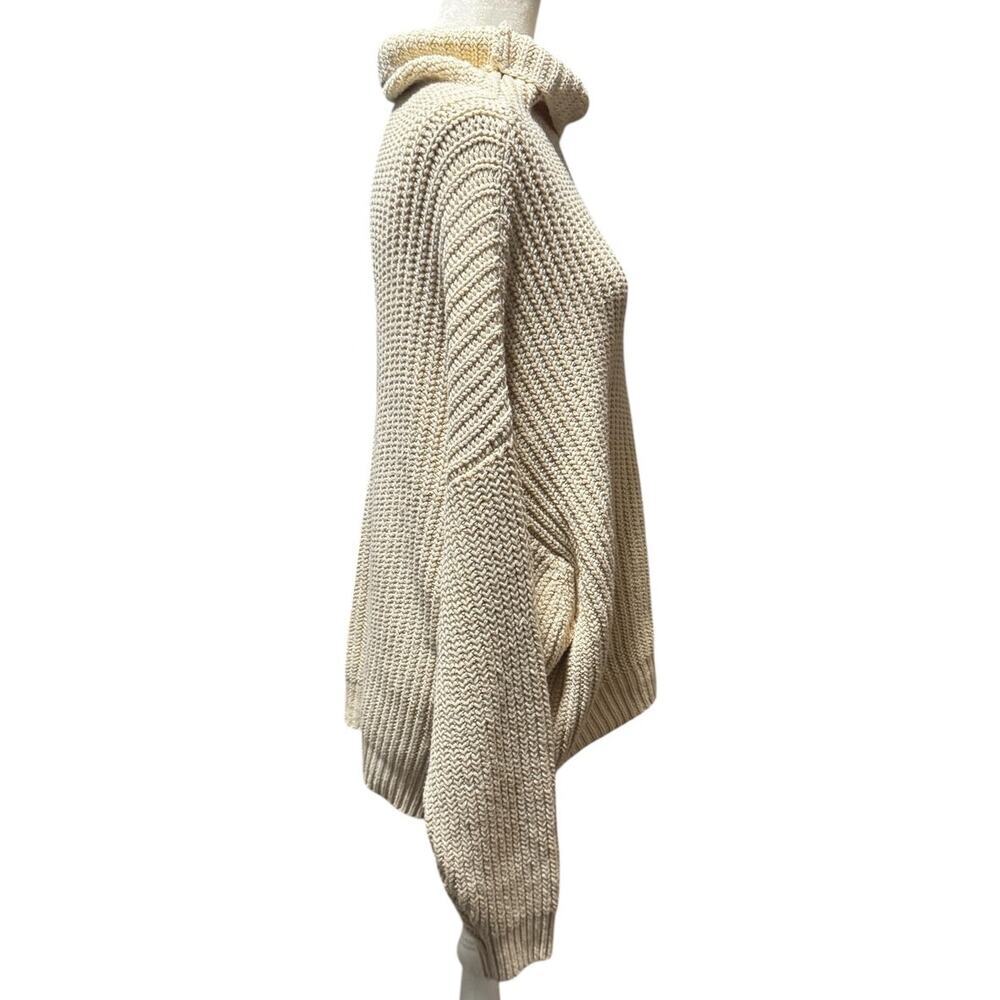 Free People Oversized Turtleneck Sweater Cream Textured Knit  XS (Oversized) - Picture 4 of 7